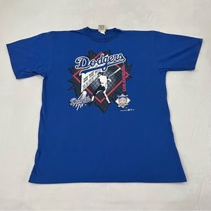 Vintage 1993 Team Rated Los Angeles LA Dodgers Blue Single Stitch Shirt Men’s XL